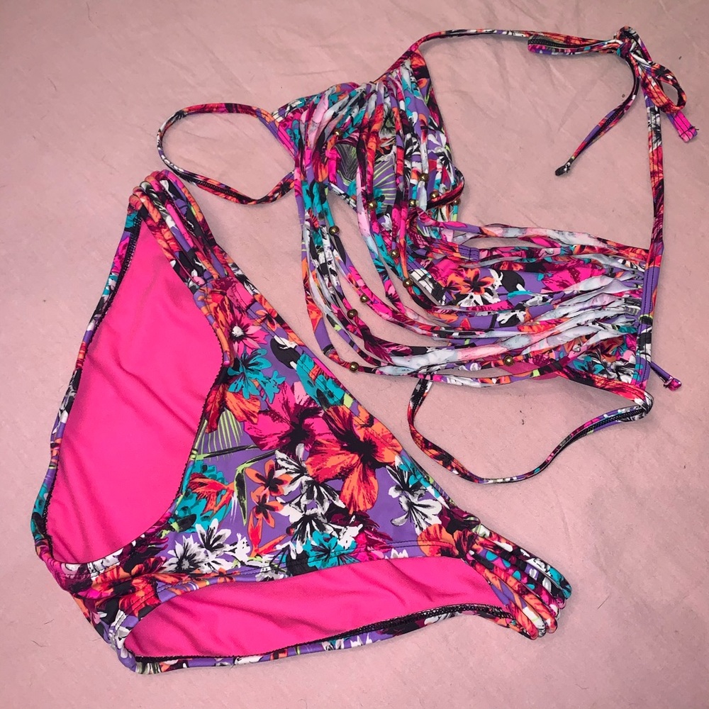 Beaded floral bikini